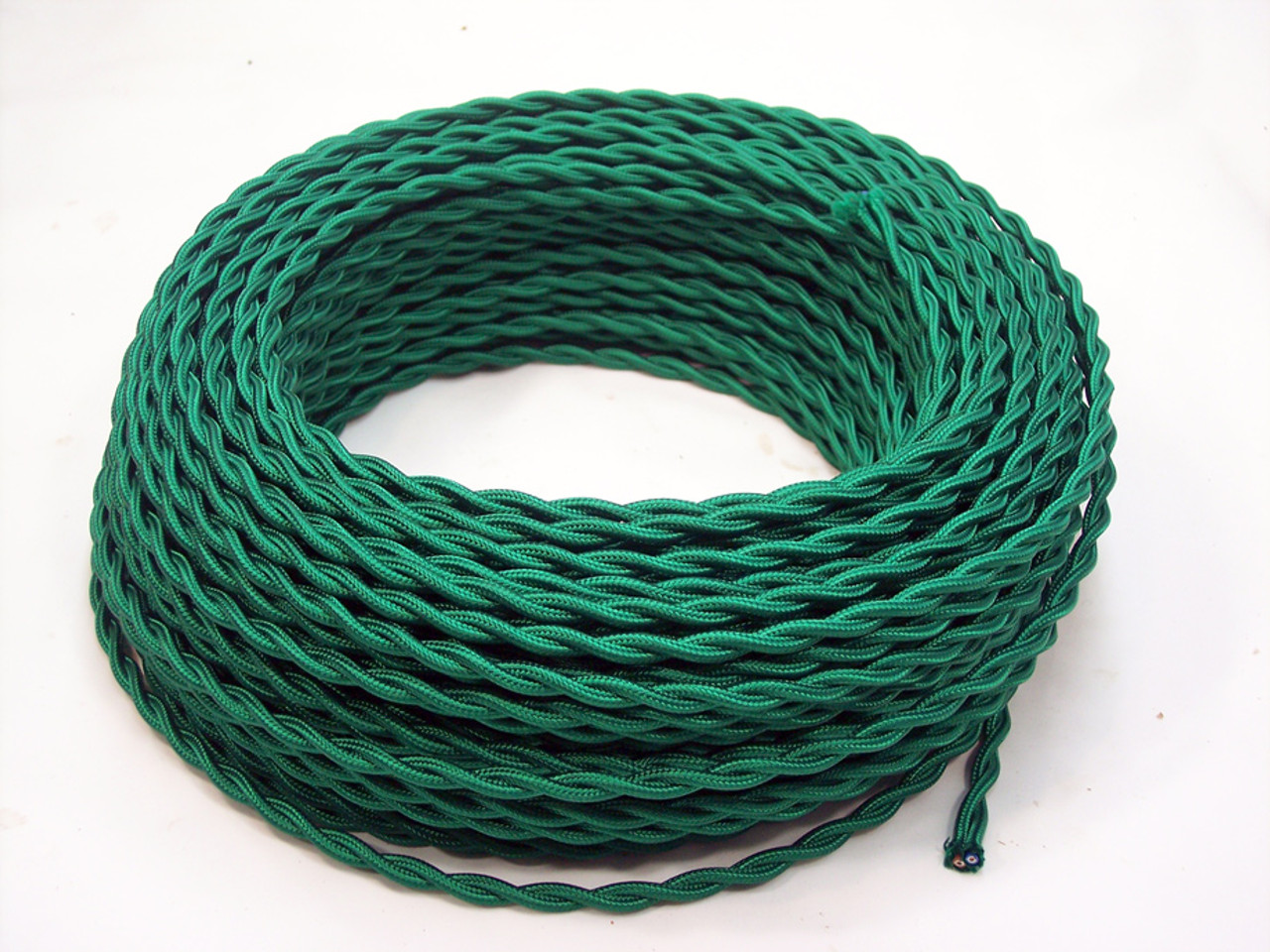 Green Rayon Cloth-Covered Twisted Electrical Wire - 18 Gauge - Bulk Roll