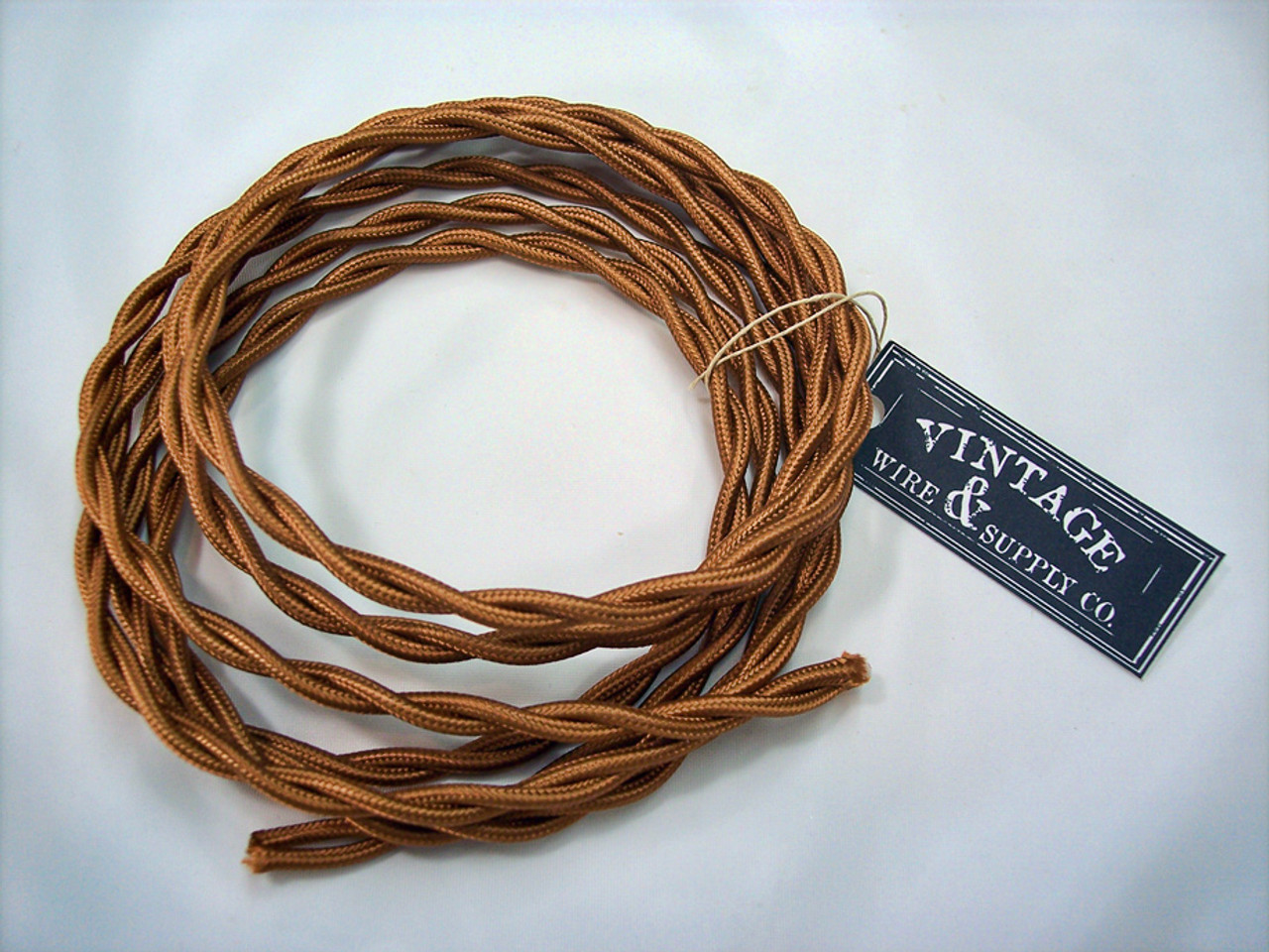 Bronze Twisted Cloth Covered Wire, Rayon - PER FOOT - Snake Head Vintage