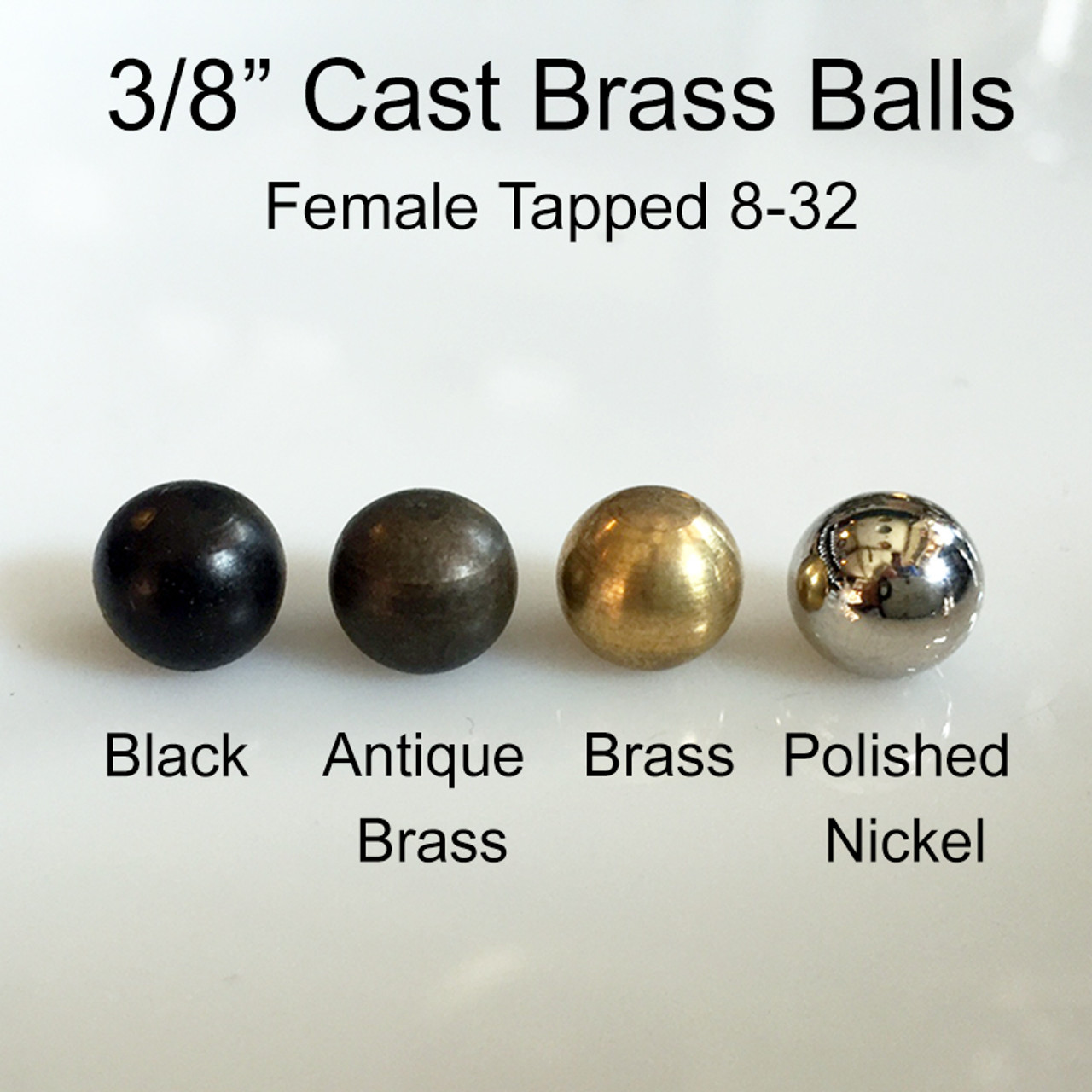 Brass Ball - 3/8 Diameter - Polished Nickel Finish - Threaded 8-32