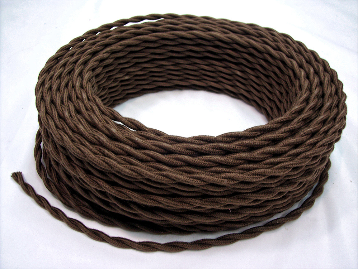 Brown Cotton ClothCovered Twisted Electrical Wire 18 Gauge Bulk