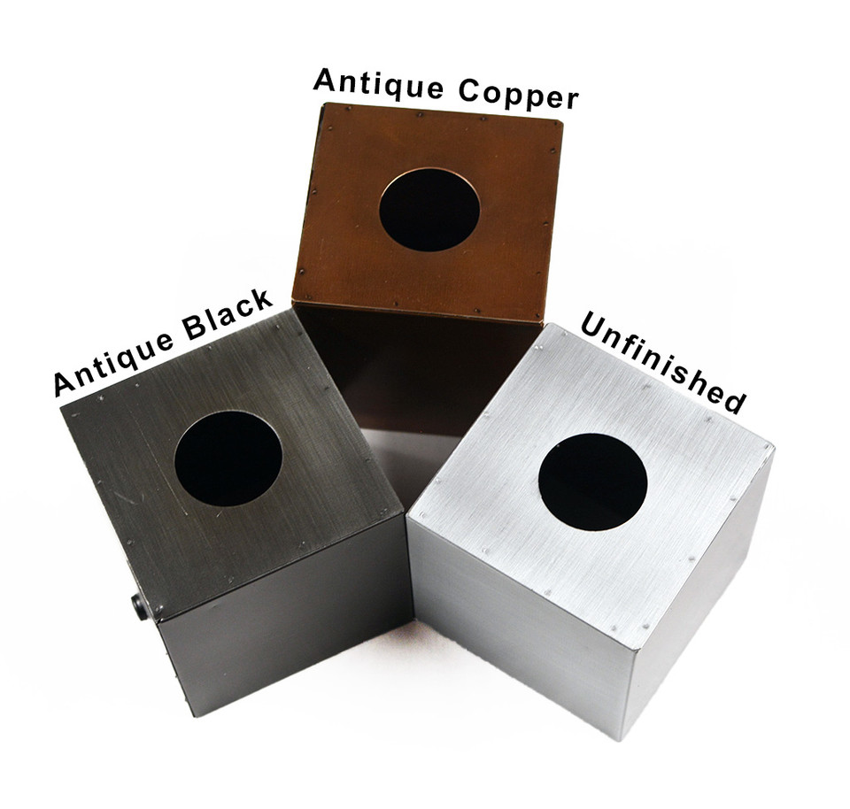 Square Metal Box Antique Black Finish