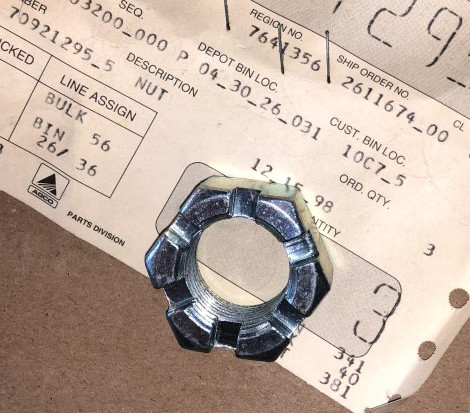70921295, 704650 AGCO 7/8" NF Castle NUT, 280172 New Holland