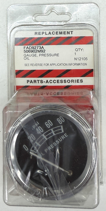 FAD9273A Ford Tisco Oil Pressure Gauge, 228719, 393488R91 (CNH), 506902M92 (AGCO), 536962R91 (CNH), 364664R92 (CNH), 364664R91 (CNH), 506902M91 (AGCO), 761511M1 (AGCO), S.60758, A2348878, A9A580, 536962R1 (CNH), S04342, 266193, A589275, 11070557, S60758, A536962R2, S.04342, 1107-0557, 70228718, 362039R93.