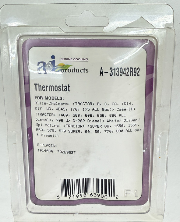 313942R92 AGCO, IH,  Allis-Chalmers 180 Degree THERMOSTAT, 101400A, 70229927.