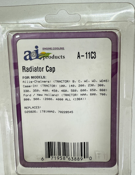 A-11C3, 70228545 Allis-Chalmers 4 Pound RADIATOR CAP, 70228545, D25826, 1T8100A2, 163361, 790079, 65833, V34175, 90-4292T91, 361705R91, 10-21, 1-7039T91, E85682, 370871R91, 362323R91.