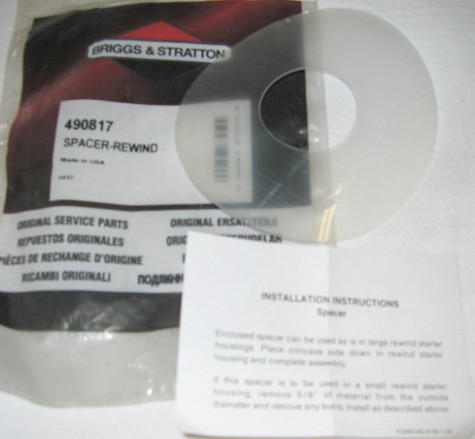 490817 Briggs & Stratton Recoil SPACER, Shim.