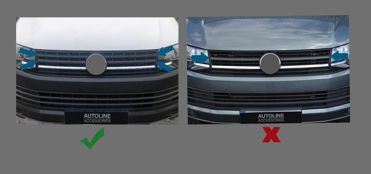 4pc Chrome Grille Trim Accents For VW T6 Transporter (2016+) – Stainless Steel – ALVM Parts