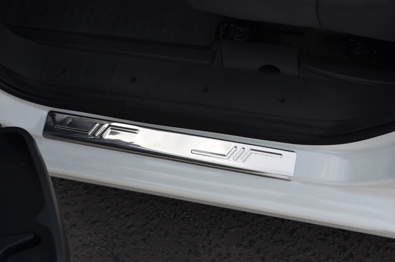 Chrome Door Sill Trim Covers Scuff Protectors Set To Fit Fiat Fiorino (2007+)