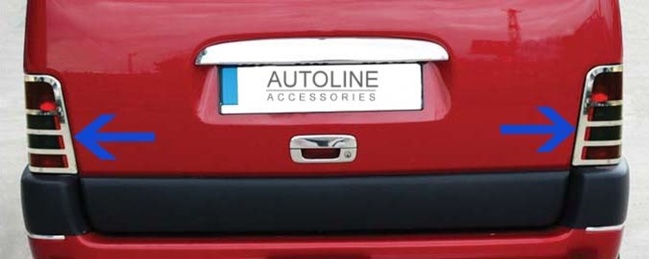 Chrome Rear Tail Light Surrounds Trim Covers To Fit Peugeot Partner (1997-08)