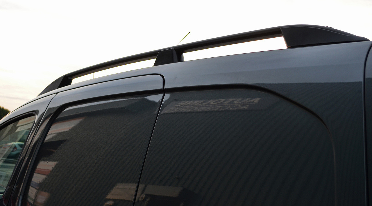 Black Alu Roof Rack Rails Side Bars Set To Fit SWB Peugeot Partner (2008+)