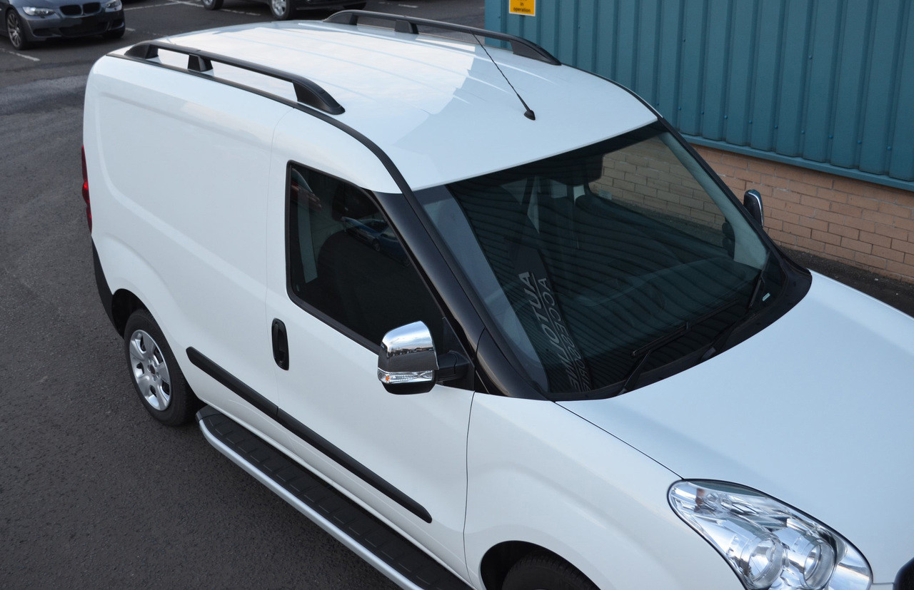 Black Aluminium Roof Rack Rails Side Bars Set To Fit SWB Vauxhall Combo (2011+)