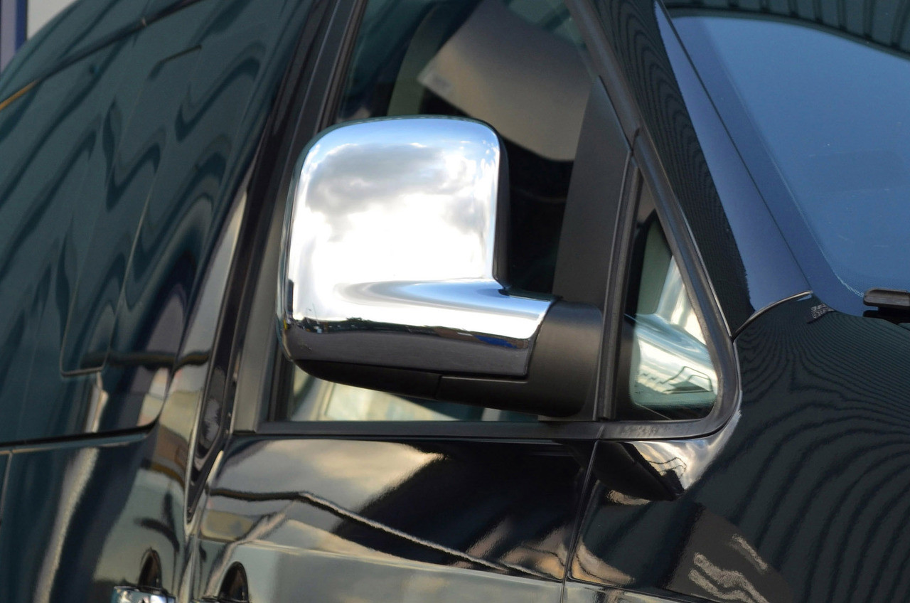 Chrome Wing Mirror Trim Covers Set To Fit LHD Volkswagen Caddy (2004-15)