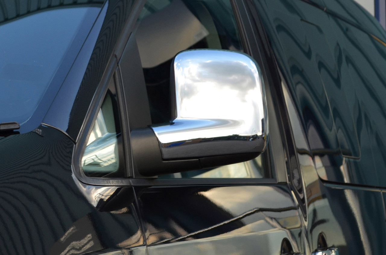 Chrome Wing Mirror Trim Covers Set To Fit RHD Volkswagen Caddy (2004-15)