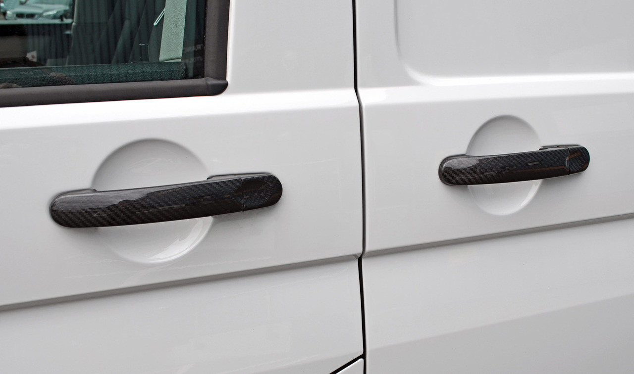 Carbon Fibre Door Handle Trim Covers To Fit Volkswagen Caddy (2016+)