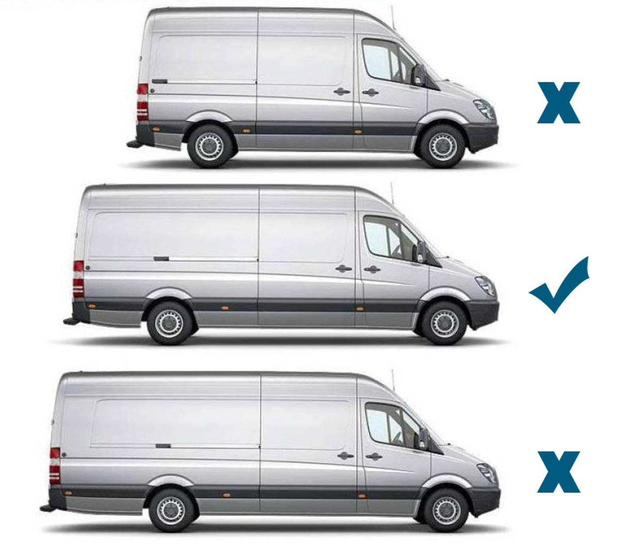 Chrome Side Door Trim Set Covers To Fit Long Volkswagen Crafter (2006-16)