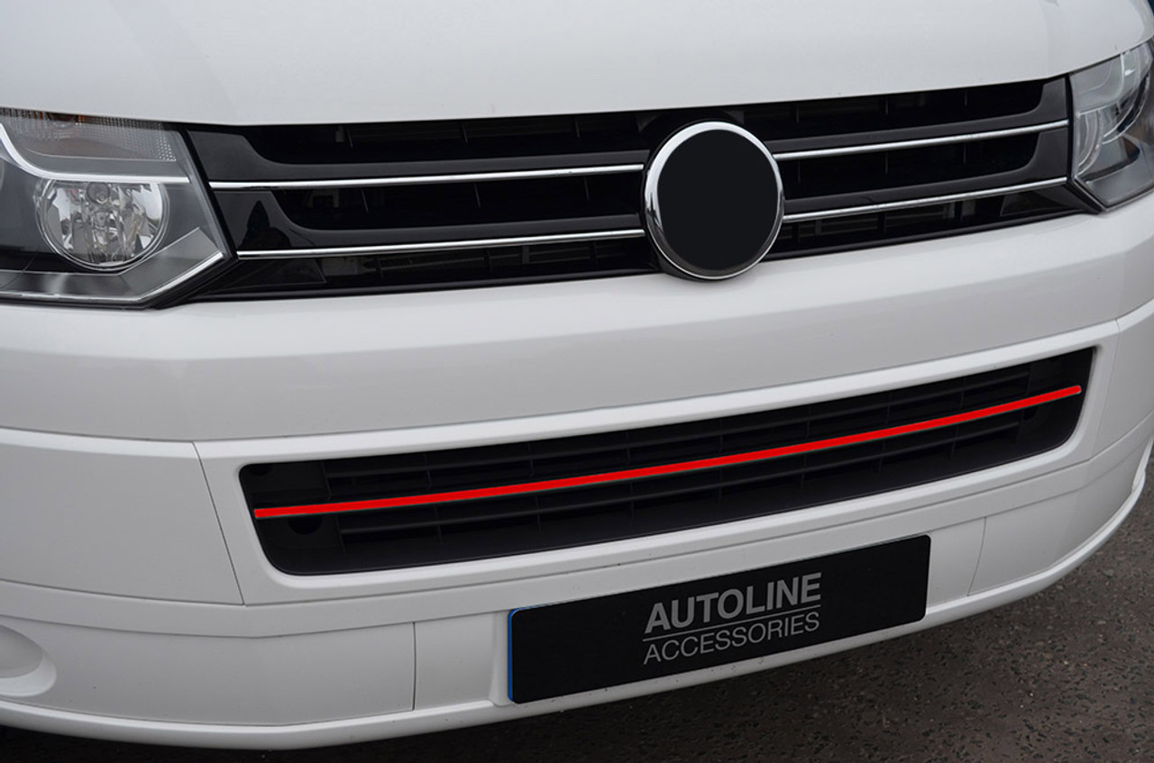 Red Bumper Grille Accent Trim Cover To Fit Volkswagen T5 Caravelle (2010-15)