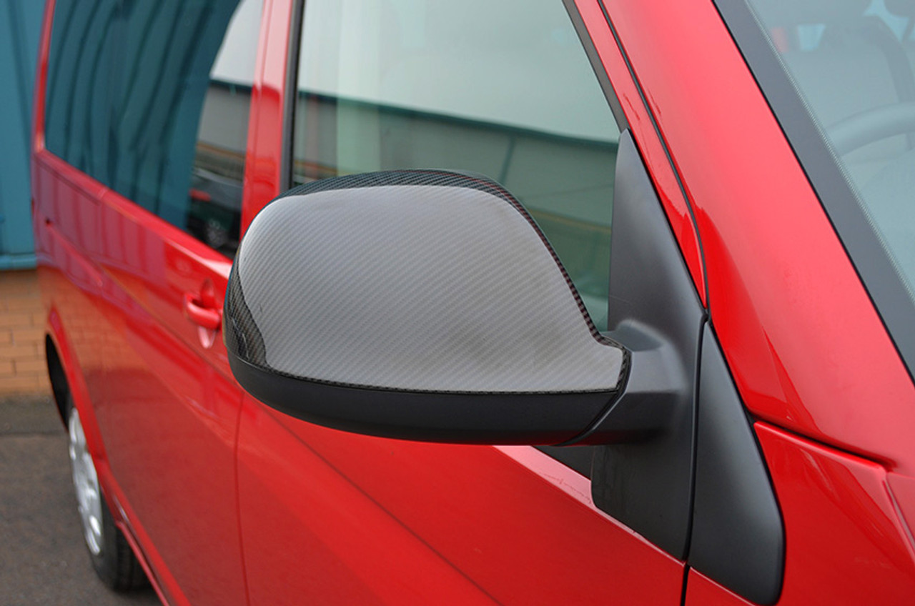 Carbon Fibre Wing Mirror Trim Set Covers To Fit Volkswagen T5 Caravelle (10-15)