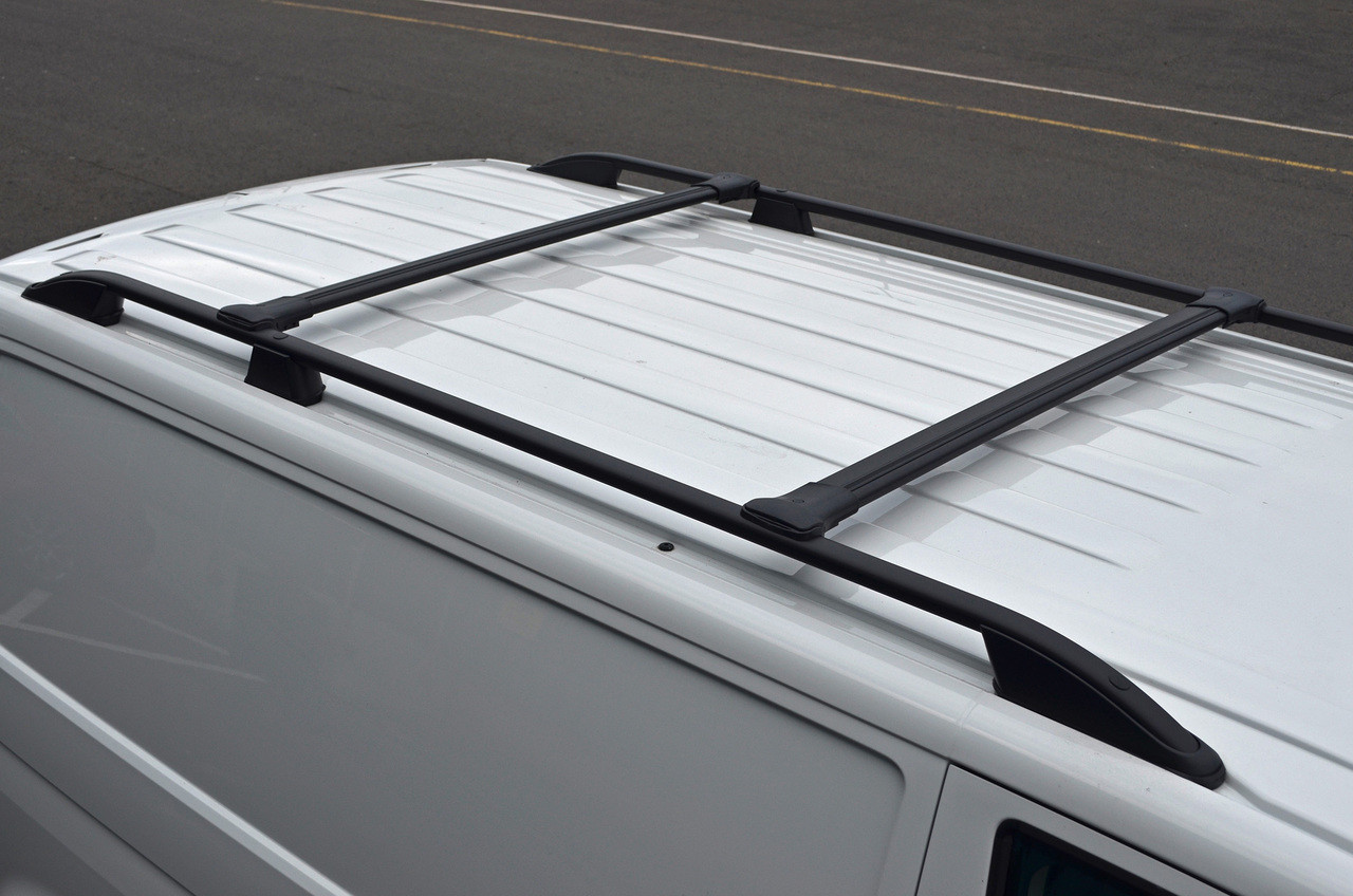 Black Cross Bar Rail Set For Roof Bars To Fit Volkswagen T5 Caravelle (2004-15)