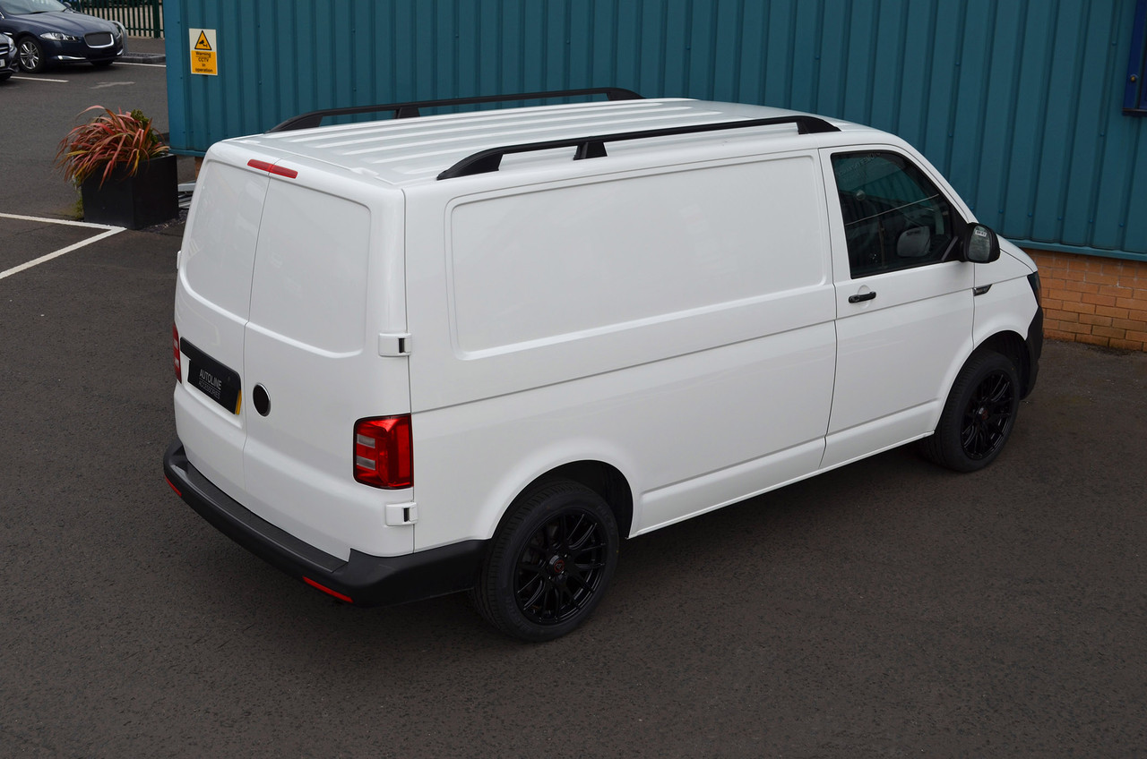 Black Roof Rack Rails Side Bars To Fit LWB Volkswagen T5 Caravelle (2004-15)