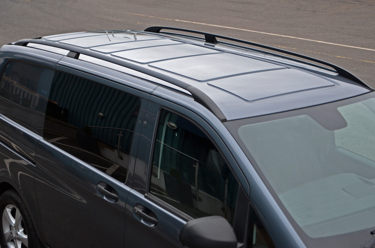 Black Roof Rack Bars Side Rails To Fit Extra Long L3 Mercedes Vito W447 (2015+)