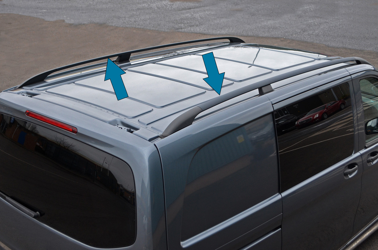 Black Roof Rack Bars Side Rails To Fit Extra Long L3 Mercedes V-Class (2015+)