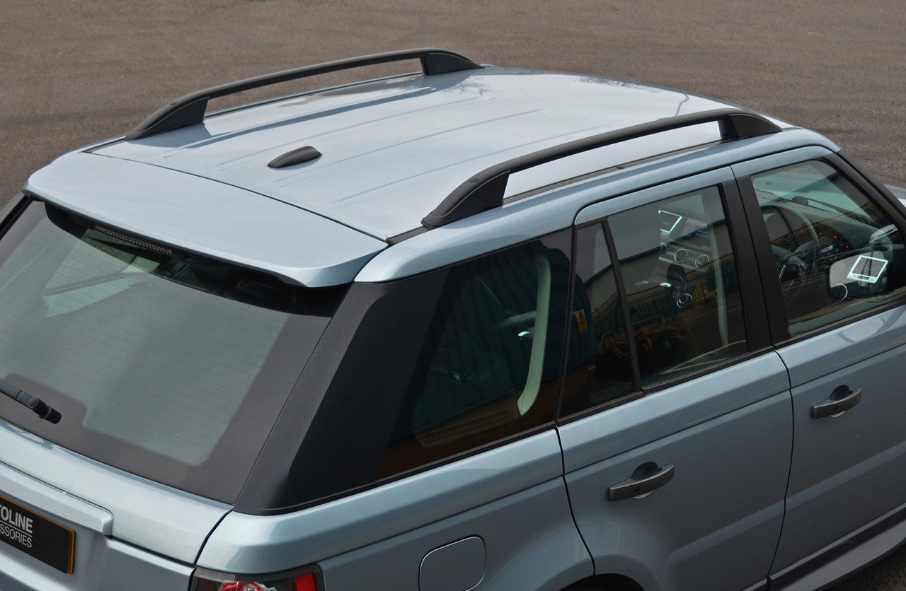 Black Aluminium Roof Rack Rails Side Bars Set To Fit Range Rover Sport (2005-13)