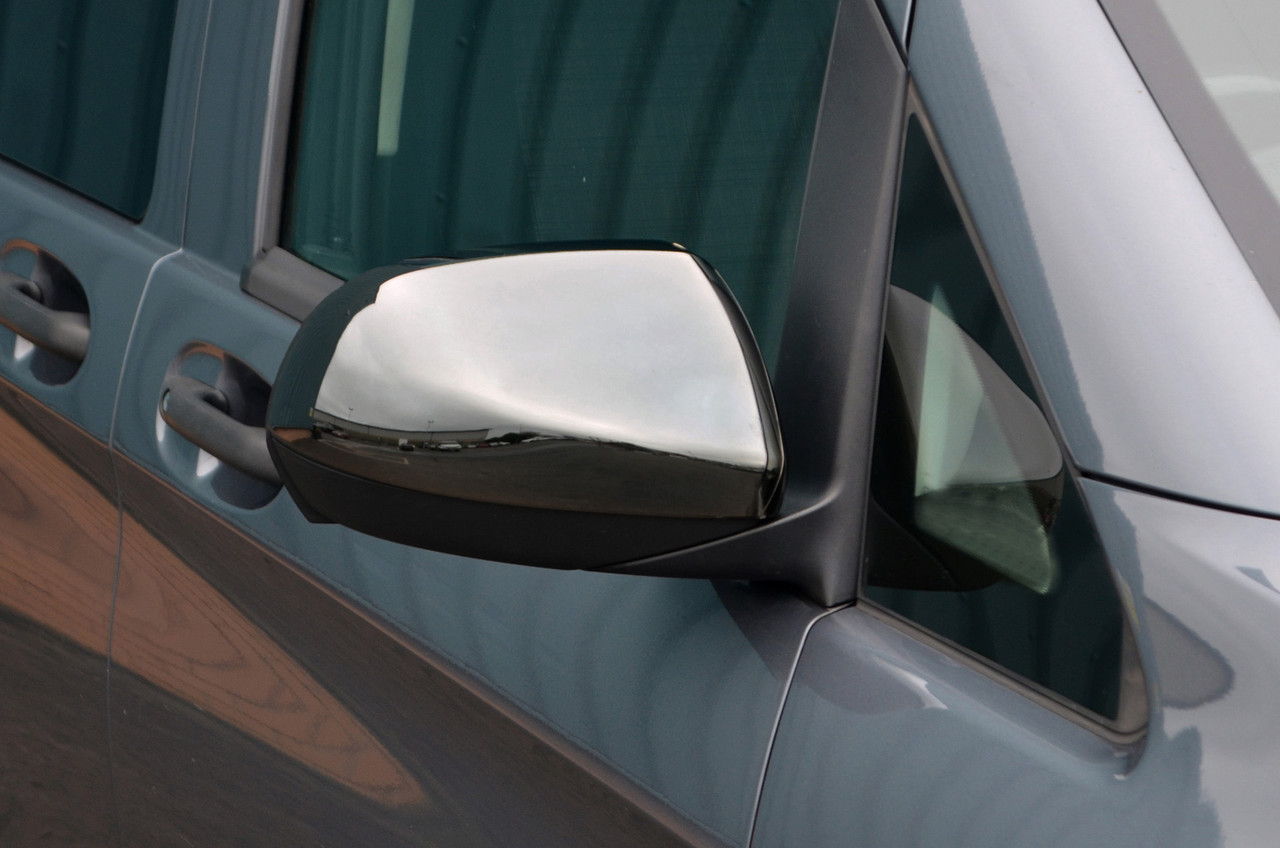 Black Chrome Wing Mirror Trim Set Covers To Fit Mercedes-Benz Vito W447 (2015+)