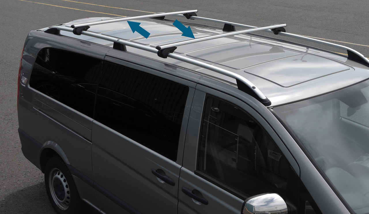 Cross Bars For Roof Rails To Fit Ford Transit Custom (2012+) 100KG Lockable