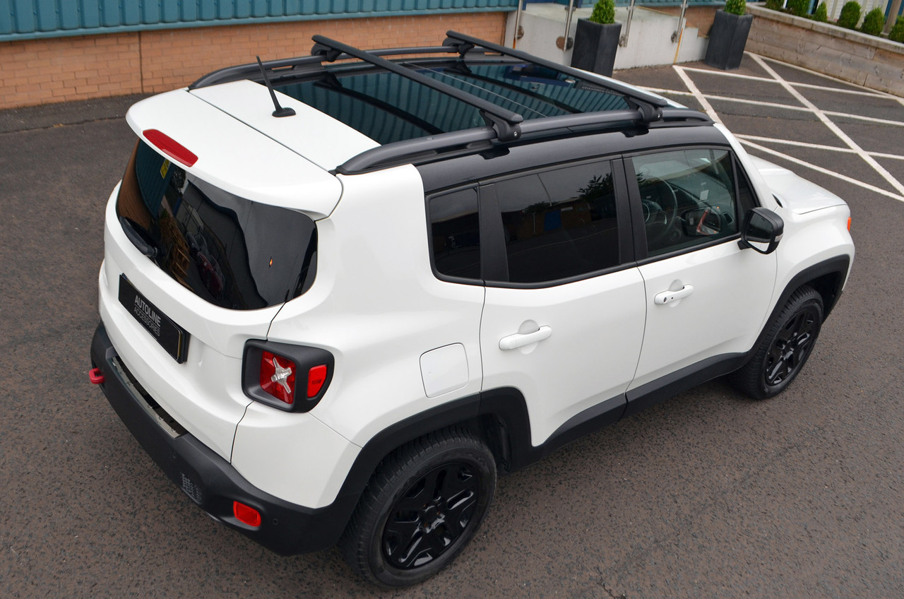 Black Cross Bars For Roof Rails To Fit Jeep Renegade (2015+) 100KG Lockable  - Autoline Accessories Limited