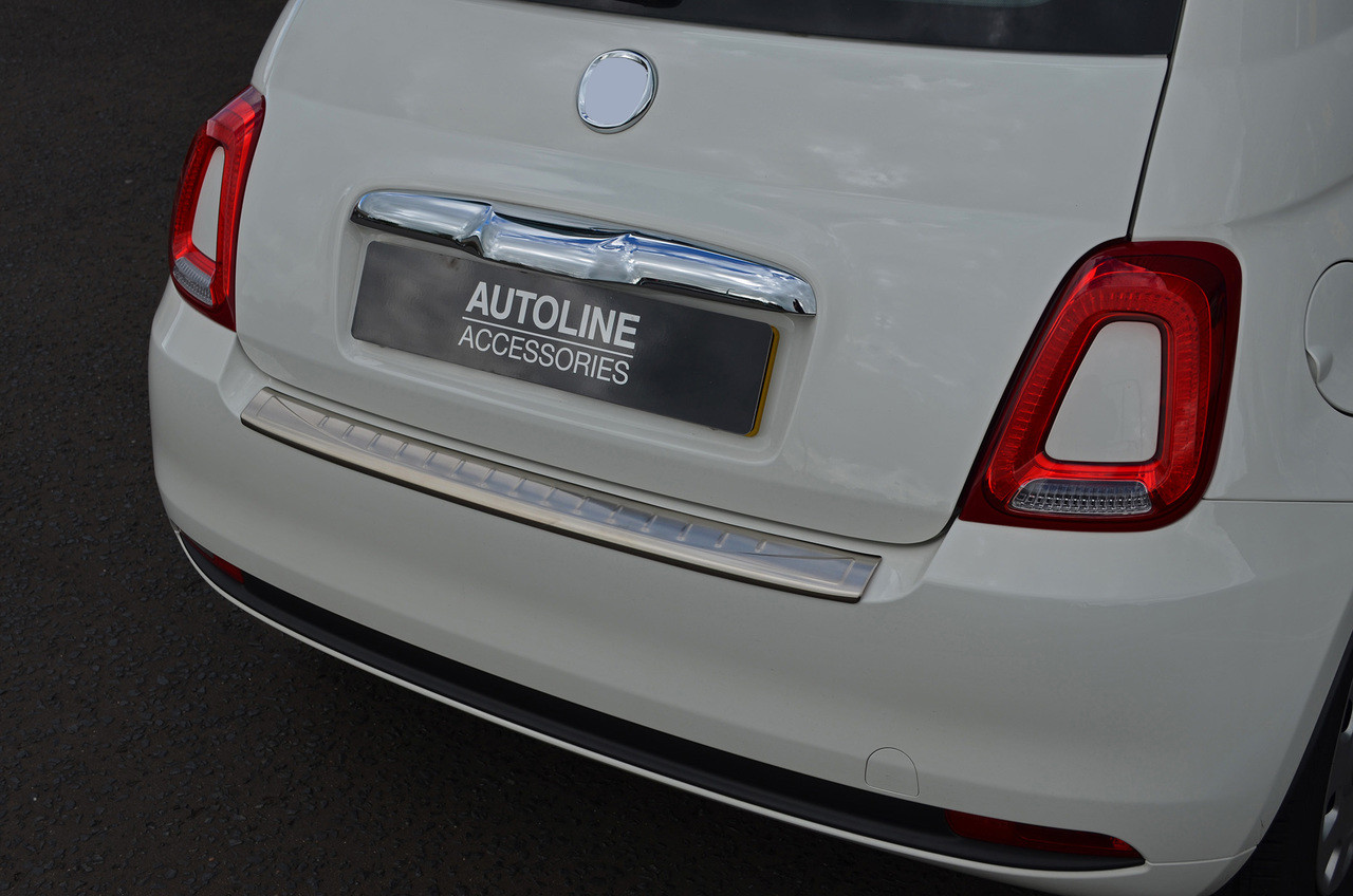 Brushed Bumper Sill Protector Trim Cover To Fit Fiat 500 (2007+)
