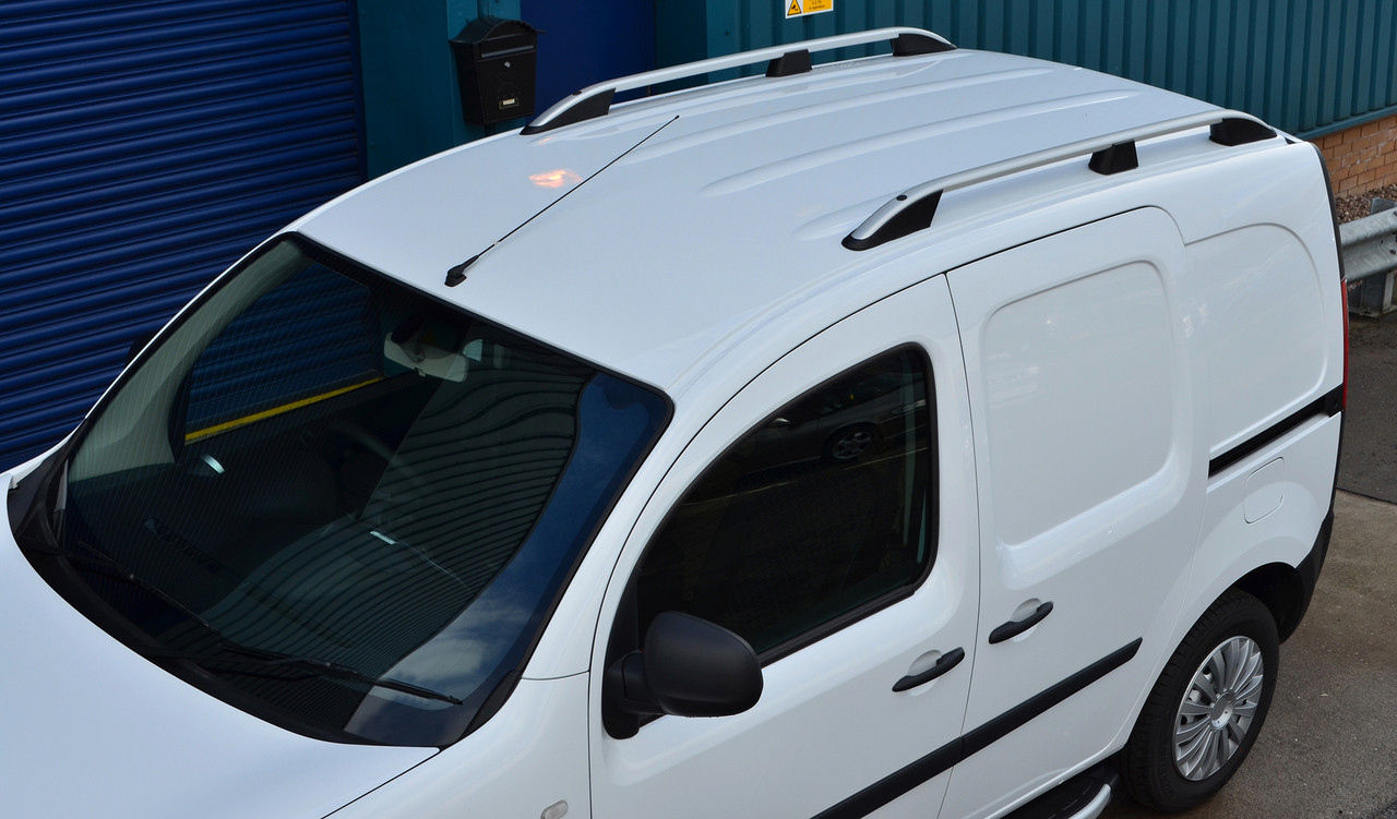 Aluminium Roof Rack Rails Side Bars Set To Fit LWB Renault Kangoo (2008+)