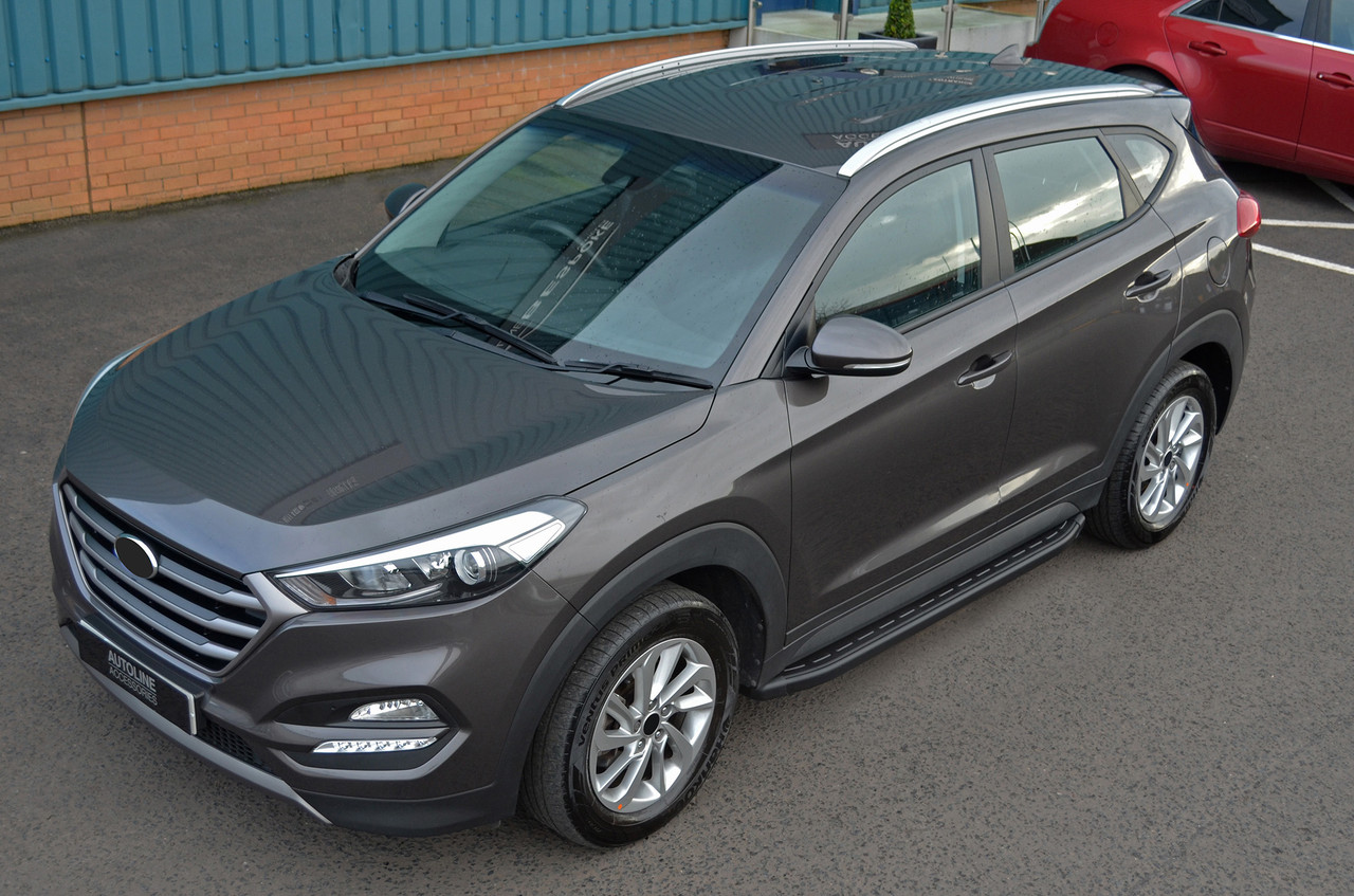 Black Aluminium Side Steps Bars Running Boards To Fit Hyundai ix35 (2010+)