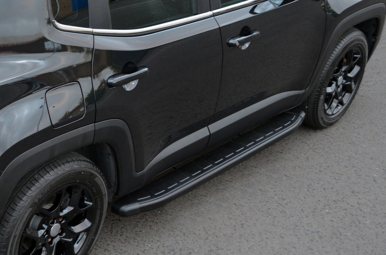 Black Aluminium Side Steps Bars Running Boards To Fit Jeep Renegade (2015+)