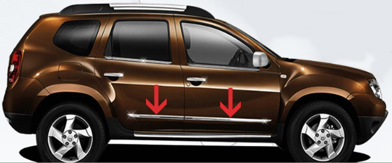 Chrome Side Door Streamer Trim Accents Set To Fit Dacia Duster (2010+)