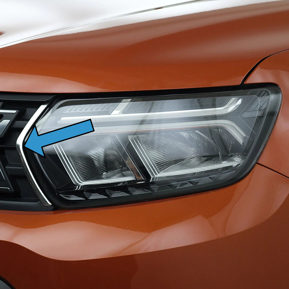 Chrome Front Grille / Headlight Trim Covers To Fit Dacia Duster (2018-24)