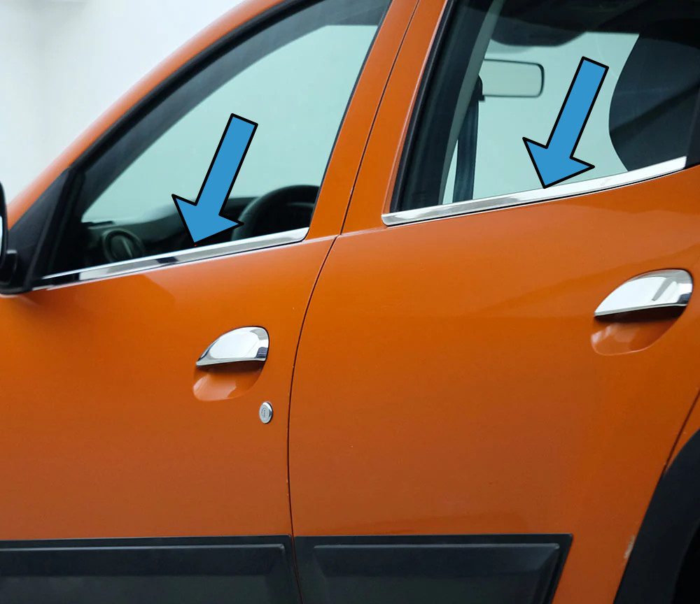 Chrome Side Door Window Sill Trim Set Covers To Fit Dacia Duster (2018-24)