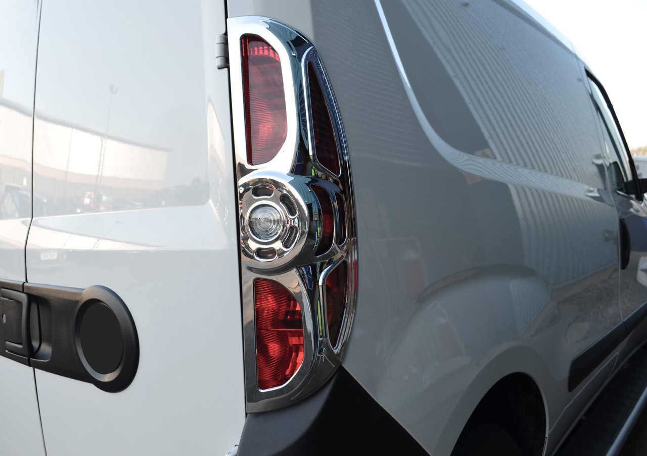 Chrome Rear Tail Light Surrounds Trim Covers Set To Fit Fiat Doblo (2010-14)