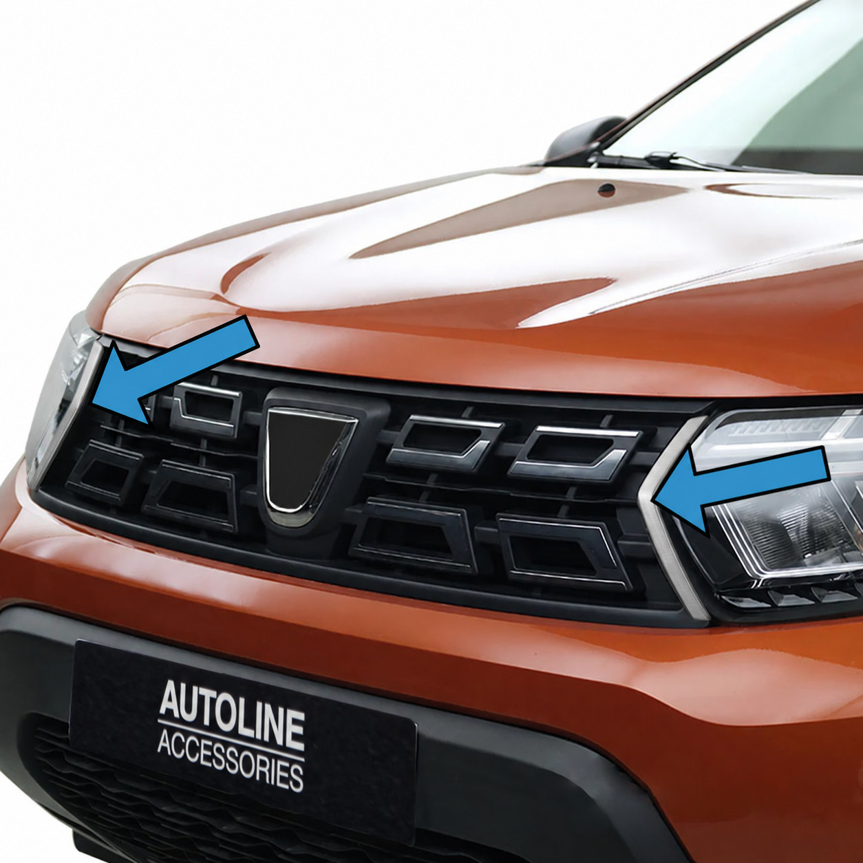 Brushed Satin Front Grille / Headlight Trim Covers To Fit Dacia Duster (2018+)