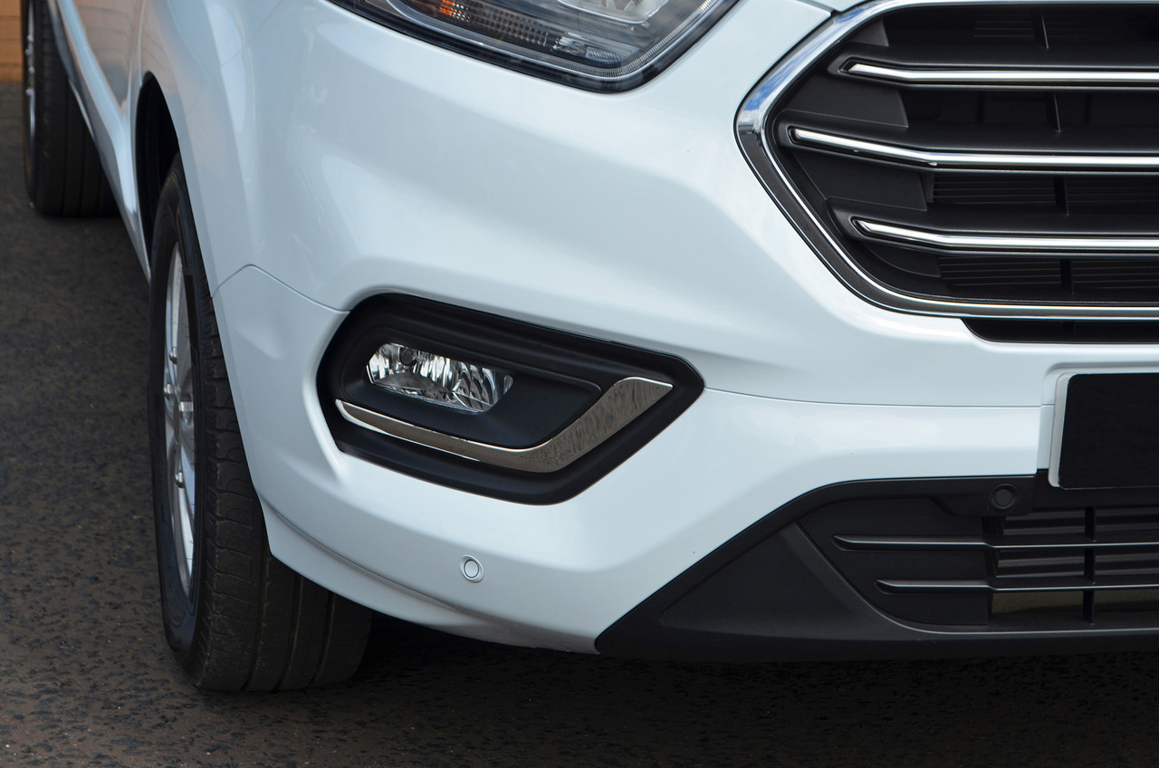 Chrome Fog Light Lamp Trim Covers Set To Fit Ford Transit Custom (2018+)