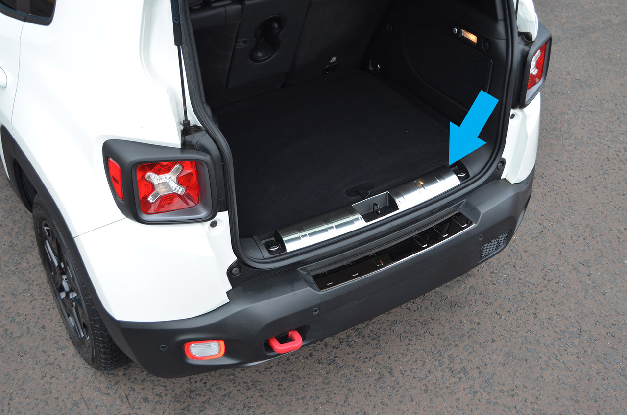 Chrome Inner Rear Bumper Protector Sill Trim Covers To Fit Jeep Renegade (2014+) Chrome Inner Rear Bumper Protector Sill Trim Covers To Fit Jeep Renegade (2014+)