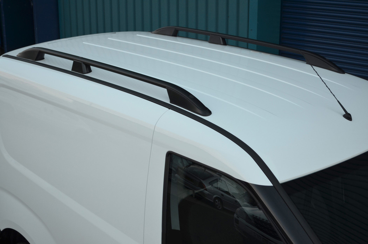 Black Aluminium Roof Rack Rails Side Bars Set To Fit LWB Fiat Doblo (2010+)