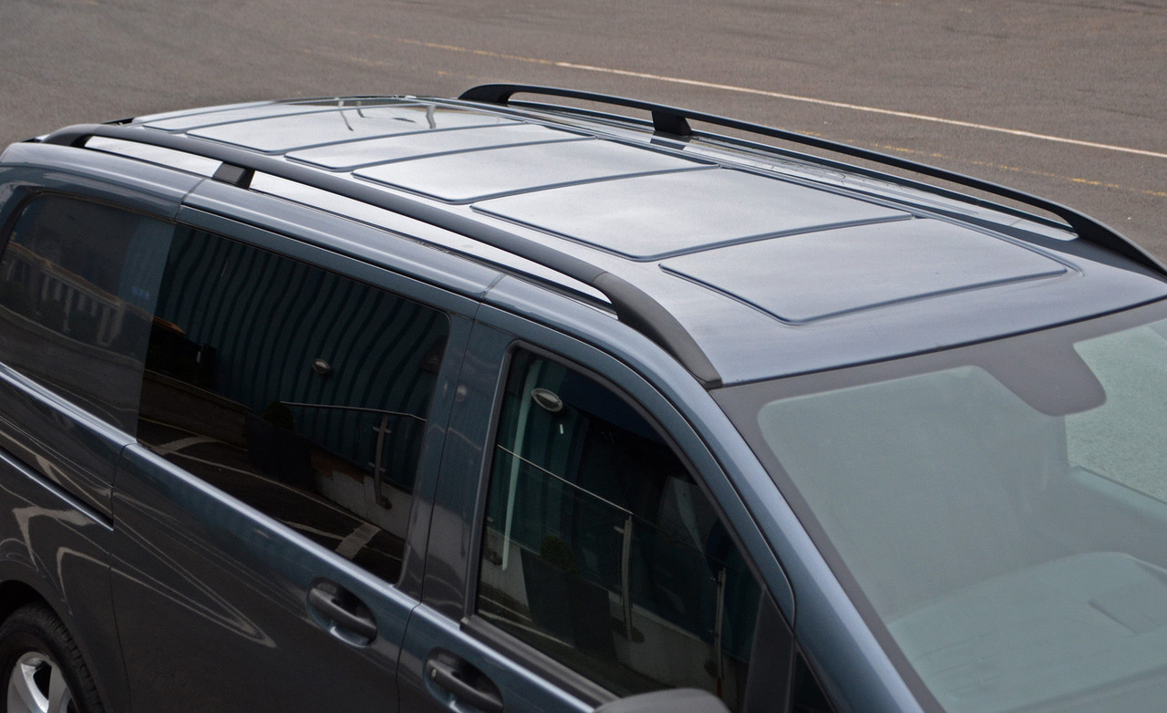 Black Roof Rack Bars Side Rails For Compact L1 Mercedes Vito W639 (2003-14)
