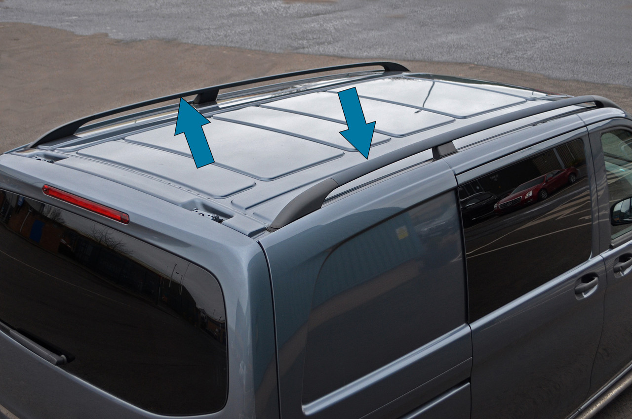 Black Roof Rack Bars Side Rails To Fit Compact L1 Mercedes Vito W447 (2015+)