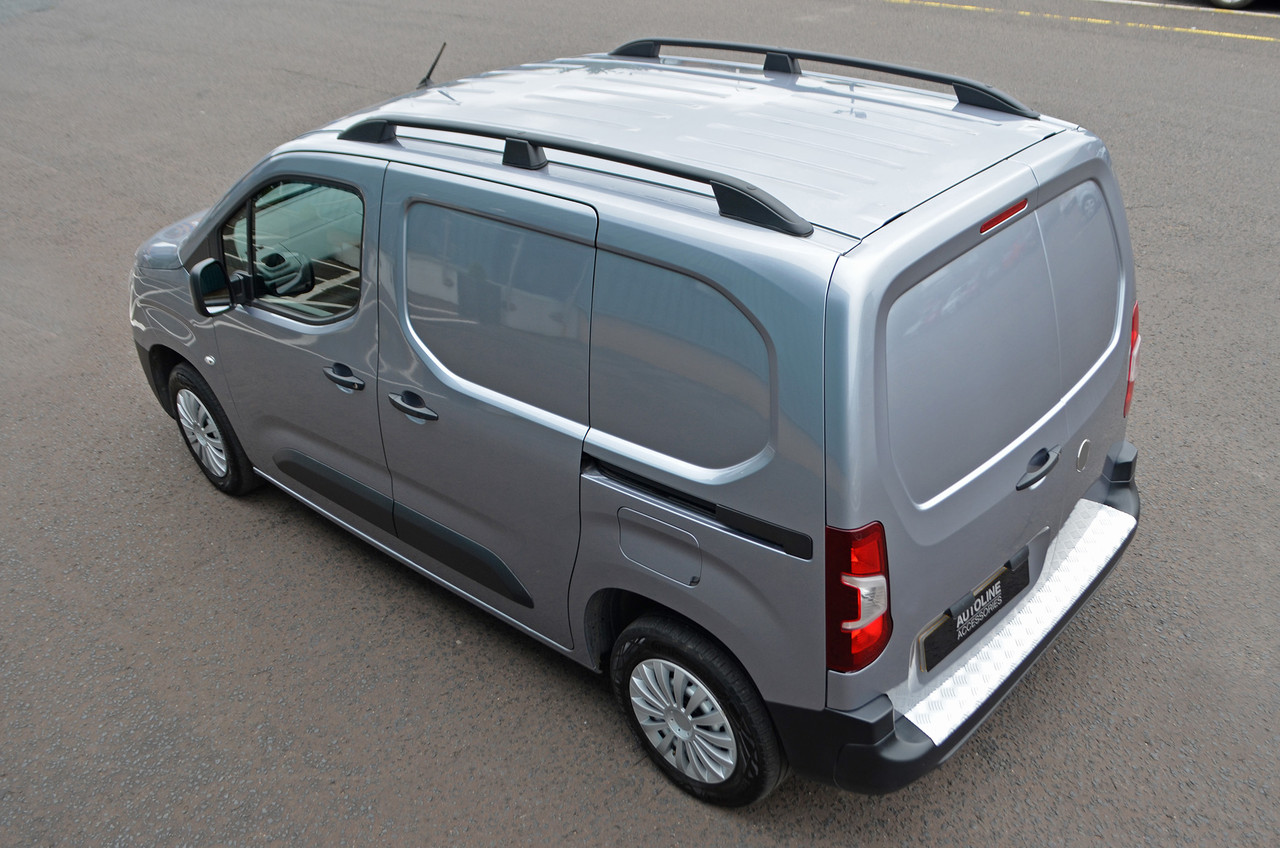 Black Aluminium Roof Rack Rails Side Bars To Fit L1 Citroen Berlingo (2019+)