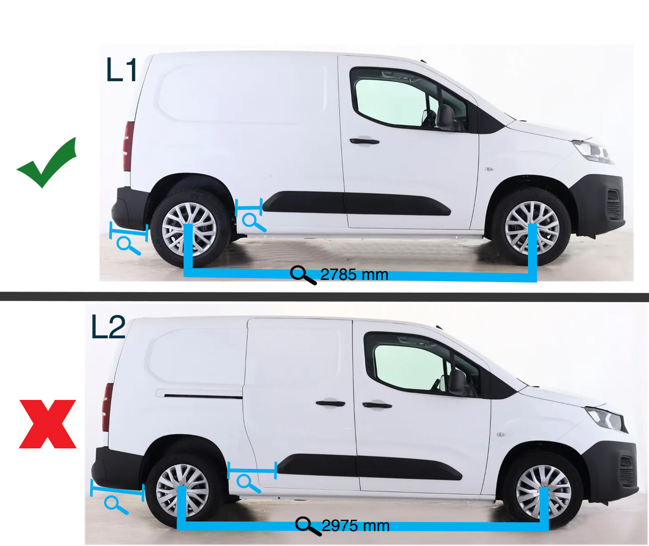 Aluminium Roof Rack Rails Side Bars To Fit L1 Peugeot Partner (2019+)