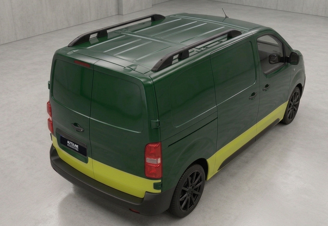 Black Aluminium Roof Rack Rails Bars To Fit Standard (L2) Peugeot Expert (2016+)