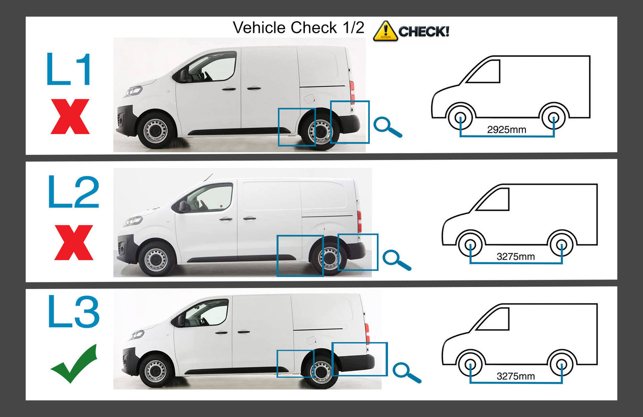 Black Aluminium Roof Rack Rails Bars To Fit Long (L3) Peugeot Expert (2016+)