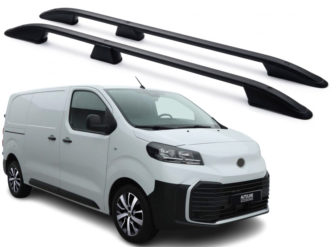 Black Aluminium Roof Rack Side Bars To Fit Medium (L2) Toyota PROACE (2016+)