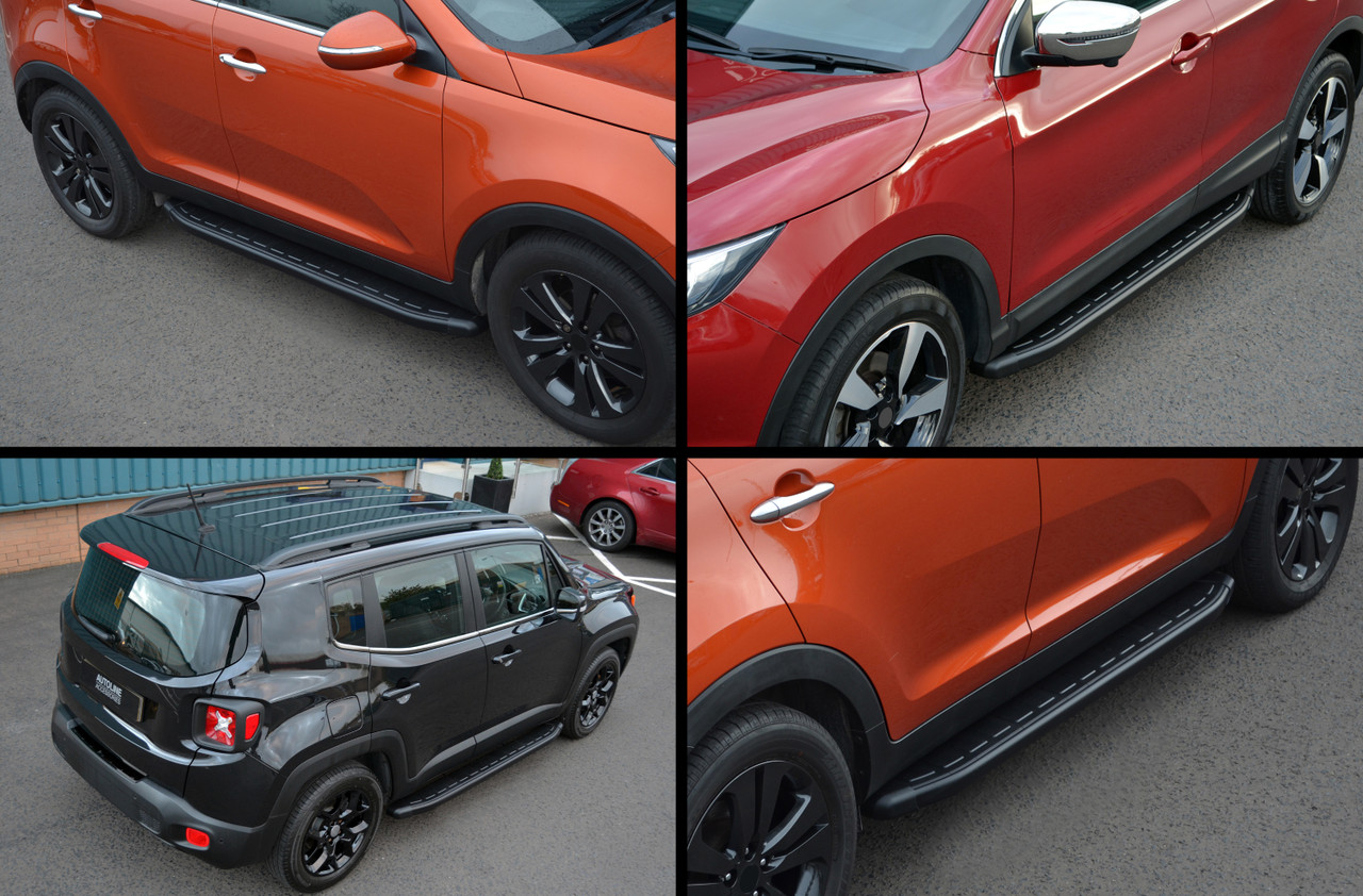 Black Aluminium Side Steps Bars Running Boards To Fit Dacia Duster (2018-2024)