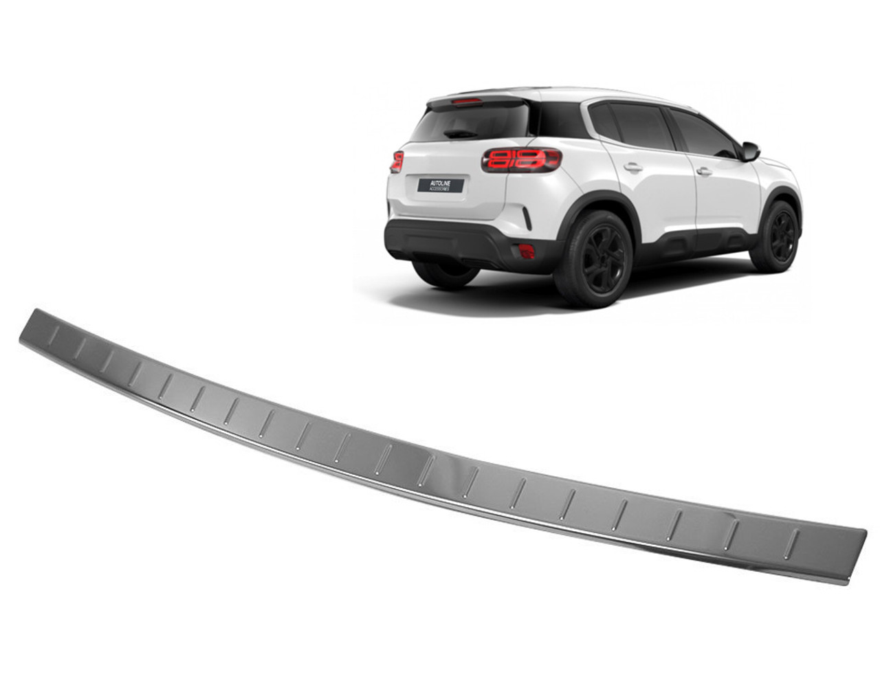 Chrome Rear Bumper Protector Sill Trim Cover To Fit Citroen C5 Aircross (2018-) Chrome Rear Bumper Protector Sill Trim Cover To Fit Citroen C5 Aircross (2018-)